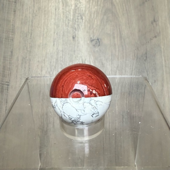 Other - Pokémon Pokeball Howlite & Red Jasper Crystal Stone Sphere Orb